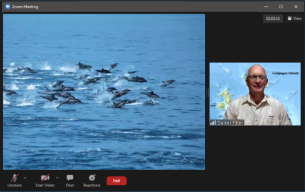 Galapagos Virtual Tour Screenshot of Daniel on Zoom